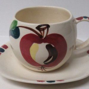 Purinton Pottery Slip Ware Open Apple Cup and Saucer